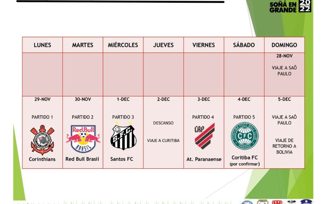 CRONOGRAMA DE PARTIDOS SUB-15 GIRA BRASIL